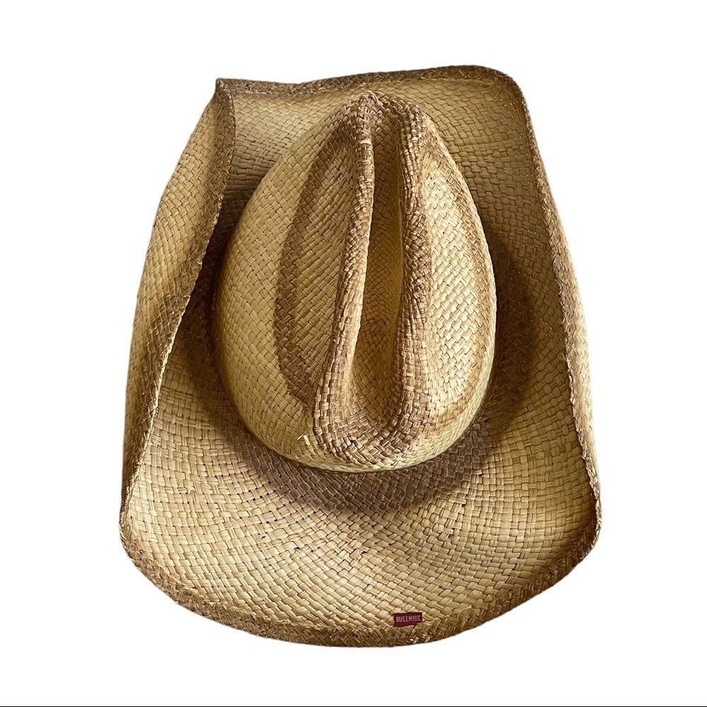 (SOLD) BULLHIDE Tan Woven Straw Western Cowboy Hat L - Picture 8 of 15